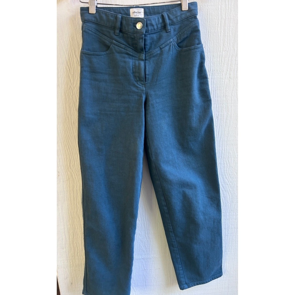 Wilfred Free Aritzia Archer Jeans Size 0 Straight Leg Teal High Rise Western